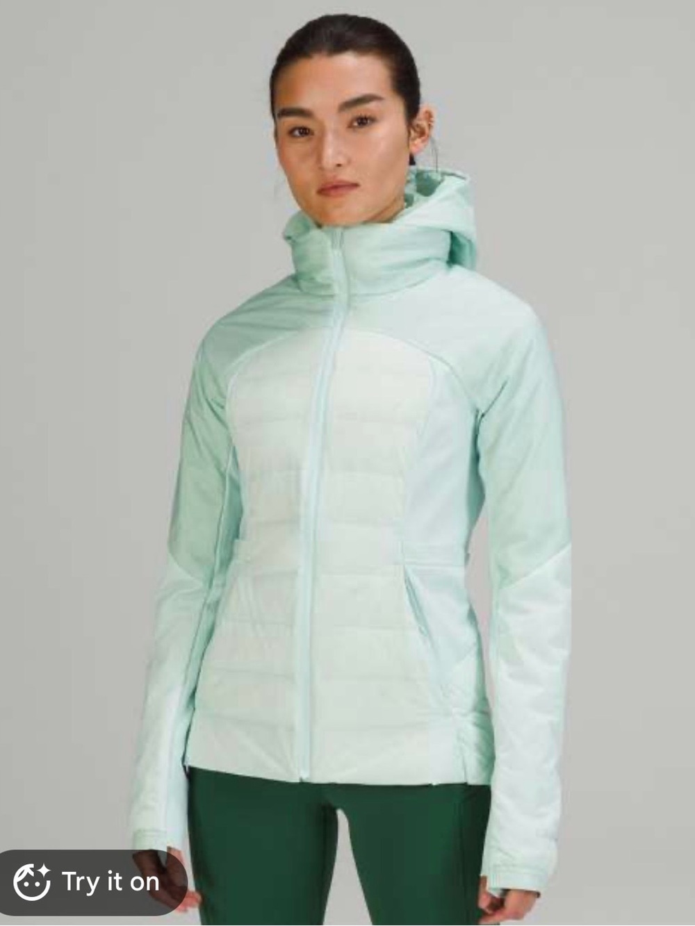 lululemon athletica down for it all Mint Green Hooded Hybrid Puffer Jacket
